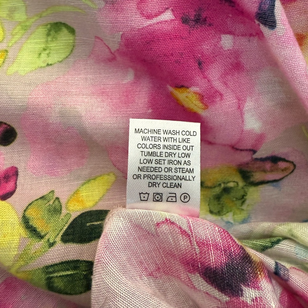 Hester & Orchard NEW XL Button Down Top Blouse Floral Pink V-Neck 3/4 Sleeves - Picture 6 of 6